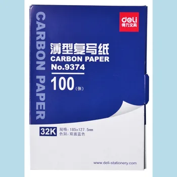 1 pose 100sheets blå farve carbon papir omfatter 3 røde 32k 127.5x185mm god kvalitet til regnskab Deli 9372