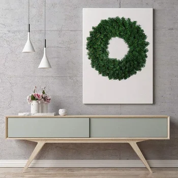 1 Stk Grøn Kunstige Pine Krans Krans til hoveddøren Vindue Pejs juledekoration