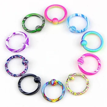 10 STK Farverige Piercing Runde Captive Bead Næse Ring Hoop Stud Måle Kvinder Mode Smykker Engros Billige