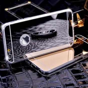 100 stykke DHL Plating Mirror Cover Til iPhone 5 5s SE 6 6S 6S Plus iPhone 7 & 7 samt Gennemsigtige TPU Silikone bagcoveret