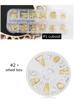12 Net/Sæt Guld Sølv Nitte Støv Negle Dekorationer DIY Cool Indretning Tilbehør til 3D Nail Art Manicure Rhinestones 2018 Japansk