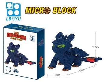 1370pcs+ Micro byggesten Anime Tal Tegnefilm NightFury Lightfury Drage 3D-Model Samling Mini Kids Legetøj Mursten