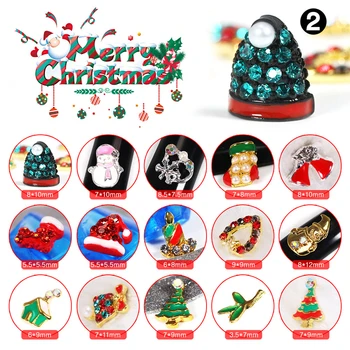 15Pcs/max Nail Art Jul Snowflake Bling Metal Dekoration 3d-Guld Jingle Bells Rhinestone Mix Design Udskrivning Negle Tips
