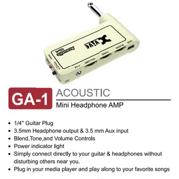 1pc Guitar Plug Mini Bærbare Genoplade Elek Hovedtelefon-Forstærker Forstærker til Akustisk/ Rock/ Metal/ Delay/