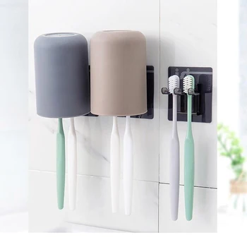 1pc indsætte tandbørsteholder badeværelse wall mount dental rack sucker kopholder