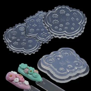 1stk 3D Akryl Negle Skimmel Silikone Nail Art Dekoration Blomst Sakura Hjertet Stjernede Shell Crystal DIY Skabelon Manicure Værktøjer