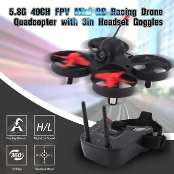 1stk 5,8 G 40CH FPV Kamera Mini RC Racing Drone Quadcopter Fly med 3in Headset Auto-søgning Beskyttelsesbriller Modtager Skærm