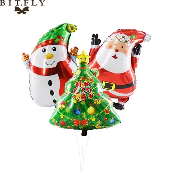 1stk BITFLY Glædelig Jul Aluminium ballon, julemand,juletræ,Snemand ballon Julegaver Nye år boligindretning