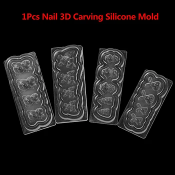 1stk Bære/mus/kanin/svin Mønster DIY UV Gel Negle Akryl Crystal Skabelon DIY Nail 3D-Udskæring Silikone Formen Nail Stamping