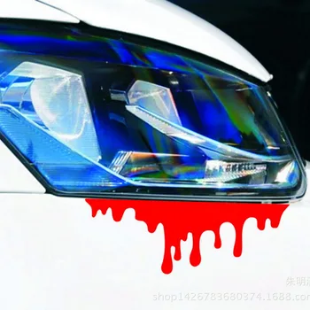 1X Blod Blødning Bil Mærkat Reflekterende Bil Decals Bageste Foran Lygten Mærkat Halloween Dekoration