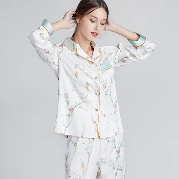 2 Stykke Efteråret pyjamas for kvinder Faux Silke Satin Pyjamas Sæt med Lange Ærmer Nattøj, Pyjamas, der Passer Kvindelige Homewear