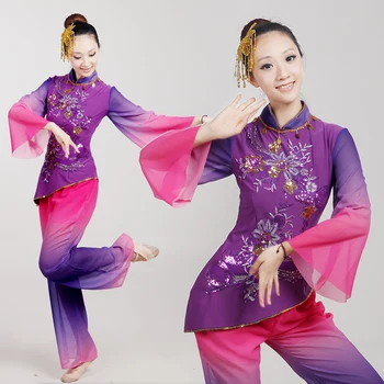 2017 Begrænset Gamle Kinesiske Kostume Kinesisk Klassisk Dans Kostumer Yangko Kvindelige Nationale Tromme Bære Fase Performanceclothes