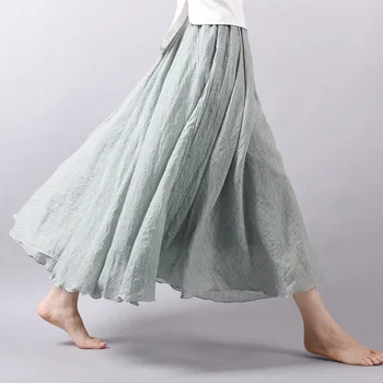 2020 Nye Plus Size Kvinder Bomuld gulvlange Nederdele Kvindelige Elegante, Elastiske og Høj Talje Solid Farve Lange Nederdel XA239F