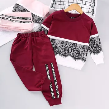 2021 Foråret Efteråret Piger Sport Passer til Blonder Sweatshirts+bukser Sæt Tøj Til Børn Børn Træningsdragter 2 stk/sæt Baby Udstyr