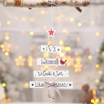 2021 Xmas Breve Jul treeWooden Tegn juledekoration til Hjemmet Vedhæng Hængende Ornament Ny