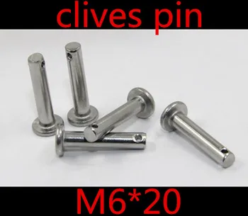 20pcs/masse M6*20 M6-6mm 304 rustfrit stål Gaffelbolten,Fladskærms cylindrisk hoved pin-med hul