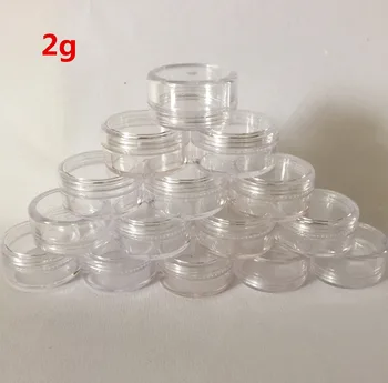 2g X 200 gennemsigtige små runde creme flaske krukker pot beholder tom kosmetiske plast prøve beholder til nail art opbevaring