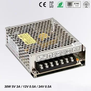30W Triple-output skift strømforsyning 5V og 12V 24V 3A 0,5 A 0,5 A power suply T-30D Høj kvalitet ac-dc konverter