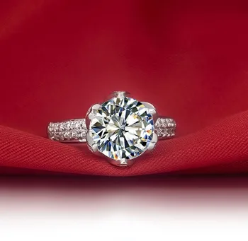 3Carat Lotus Blomst Dejlige Design Ægte Diamant Kvindelige Ægteskab Ring Bedste Kvalitet Kvinder Bryllup Fine Smykker