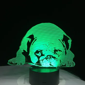 3D-1723 Dog 3D-Lampe Illusion, Nat Lys LED Pære Flerfarvet Flash Fade LAVA Lampara Batteri, Touch Remote Senor Tabel Bruser