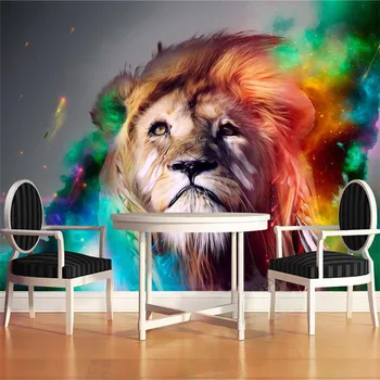 3D brugerdefinerede foto tapet realistiske dyr i Europæisk stil, løve fresco stue sofa baggrund prægede papir moderne vægmaleri
