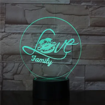 3D-Lampe Elsker Family-Logoet til Jul Dekoration Dropship 2019 Hot Salg 7 Farve med Fjernbetjening Atmosfære Led Nat Lys Lampe