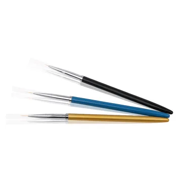 3pcs Nail Art Liner Brush Penne Metal Håndtag For UV Gel Polish Maleri Tegning Foring Børster Negle Værktøjer Manicure værktøj