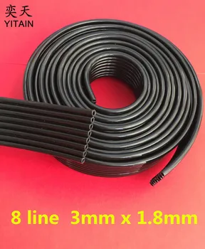 3x1.8mm uv-blæk rør 8 line slange slange sort 1 meter