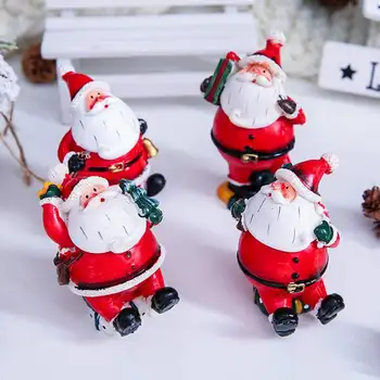 4stk Santa Claus Figur Sæt Harpiks julepynt Dekoration Jul Hjem Bordplade Dekorationer Gave til Barnet Dropshippin