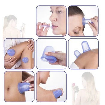 4stk Silikone Facial Massage, Cupping Sæt Vakuum Body Massager Cup ventouse Anti Cellulite Behandling Ansigt Sugekopper Kit gavepose