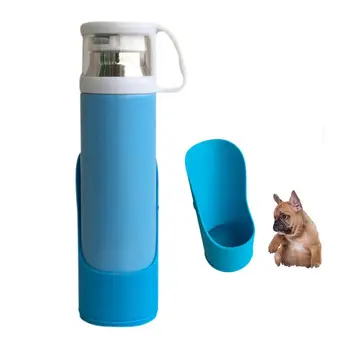 500ml Transportabel vandflaske Til Camping Silikone Cup Vakuum Isoleret Praktisk Rejse Vand Flaske Brug For Hund og Ejer