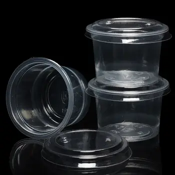 50stk Disponibel Kopper Sæt Af 120 ml Sauce Container Pot Jello Skud Cup Slim Opbevaring Med Låg Til Ketchup 35ED