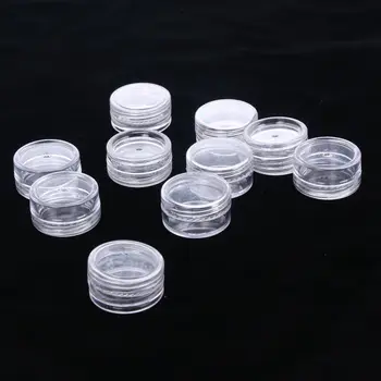 5Pcs 3/5g Bærbare Hvid Gennemsigtig Mini Plast Kosmetiske Tomme Krukke Pot Øjenskygge Makeup Sag Face Cream Lip Balm Container