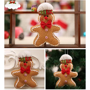 6stk Jul Gingerbread Mand Ornamenter Xmas Tree Håndtaske Bil Vedhæng Hjem firmafest Ferie Hængende Dekorationer