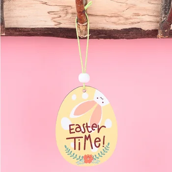 8STK Træ-Påske Hængende Ornament Æg Form Kanin Vedhæng Kreative Træ-Æg-formede Bunny Hængende Indretning Tegnefilm Farve Maling