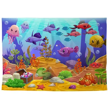 Allenjoy baggrunde baggrunde undersøiske tegnefilm havets fisk, tang reef tropic sommer søde barn baggrunde til foto-studio