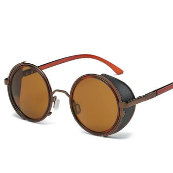 Amerikansk Nye Tendenser Vintage Individualitet Legering Runde Solbriller Mode Vindtæt Blå Spejl solbriller Til Kvinder, Mænd L5018JR
