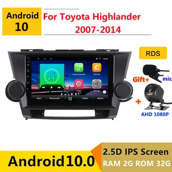 Android-10 Bil DVD Multimedia-Afspiller, GPS For Toyota Highlander 2 XU40 2007 2010 2011 12 audio auto stereo radio navigation