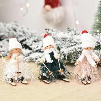 Angel Dukke Pige Ski Vedhæng Træ-Jul Jul nytår juletræspynt Xmas Dekorationer Fødselsdag Gave til Børn