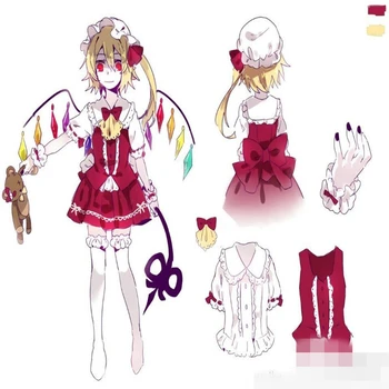 Anime Cosplay Costume TouHou Project Flandre Scarlet lolita Kjole Kvindes Kjole Z