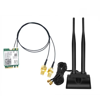 AX200NGW WiFi-Kort med 6DB SMA Antenne 3000Mbps WiFi 6 M. 2 NGFF Bluetooth 5.1 2.4 G/5G