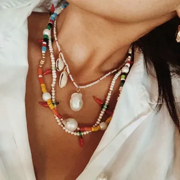 Barok perle kvinders halskæde boheme-domstolen smykker 4A perle Collier de perles baroques collier de femmes kort halskæde 2020