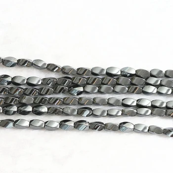 Bedst sælgende sort hæmatit sten 5*7 mm 6*12mm twist form perler løs med at lave Smykker, B223