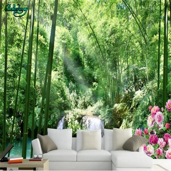 Beibehang Bambus skove, Vandfald Pæon Landskab TV Væggen Baggrund Brugerdefinerede Stue Tapet Vægmaleri