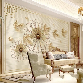 Beibehang Brugerdefinerede 3d wall paper golden leaf sfære Europæisk mønster 3d vægmalerier stue, soveværelse, tv baggrund wall decor