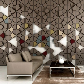 Beibehang Brugerdefinerede 3d wall paper vægmalerier stue, soveværelse polygon mosaik fliser tapet TV baggrund væggen i hjemmet indretning