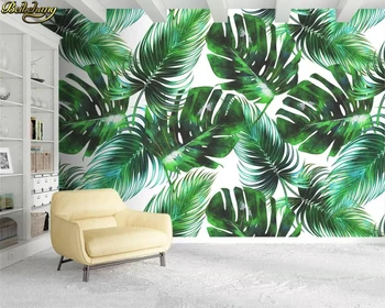 Beibehang Brugerdefinerede foto 3d tapet vægmaleri Nordisk plante grønt blad hånd malet baggrund tapeter home decor papel de parede