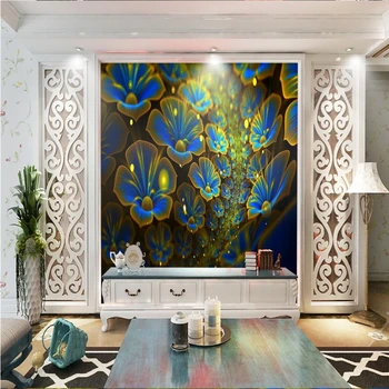 Beibehang brugerdefinerede papel de parede 3D til stuen Romantisk Krystal Blå Blomst, Perle-TV Baggrund Moderne Store Vægmaleri Home Decor