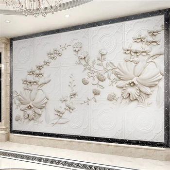 Beibehang Brugerdefineret baggrund 3D vægmaleri meter hvid enkel Europæiske relief orchid tapet 3D stereo-TV baggrund wall paper vægmaleri