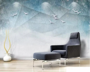 Beibehang Brugerdefineret baggrund vægmaleri Nordisk minimalistisk abstrakte geometriske linjer tre-dimensionelle fugl TV baggrund væg tapet